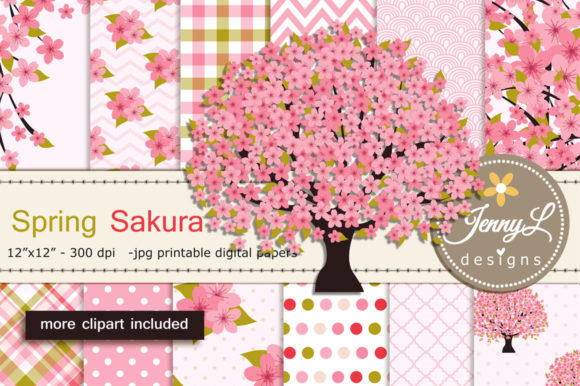 Spring Cherry Blossoms Digital Papers