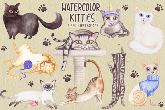 Watercolor Cats Collection