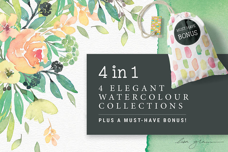 4 IN 1 ELEGANT WATERCOLOUR COLLECTIONS