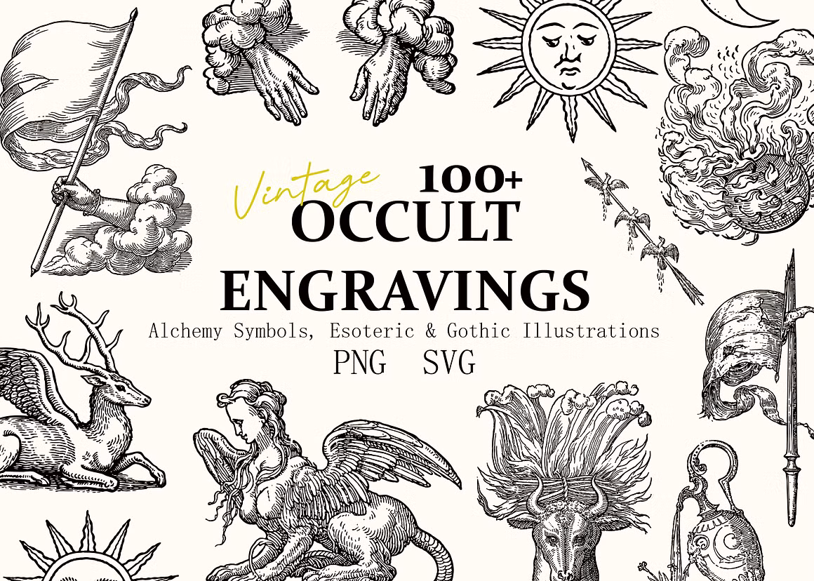 Vintage Occult Engravings Vector