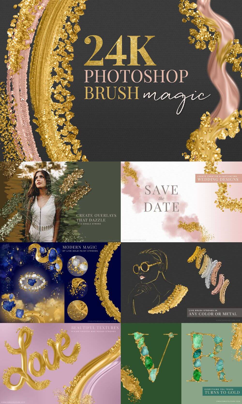 24K Metallic Gold Brush Gold Effects