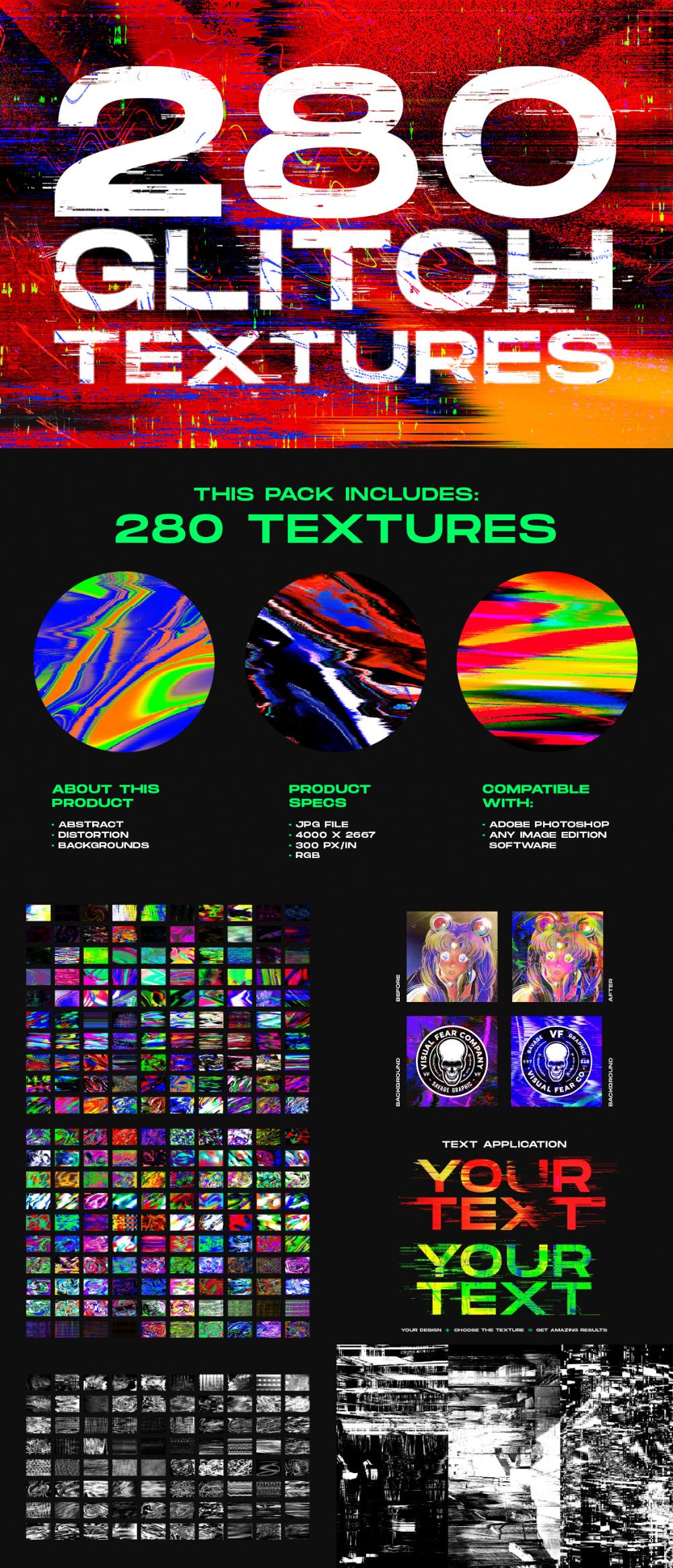 280 Glitch – Distortion Effect Texture Pack