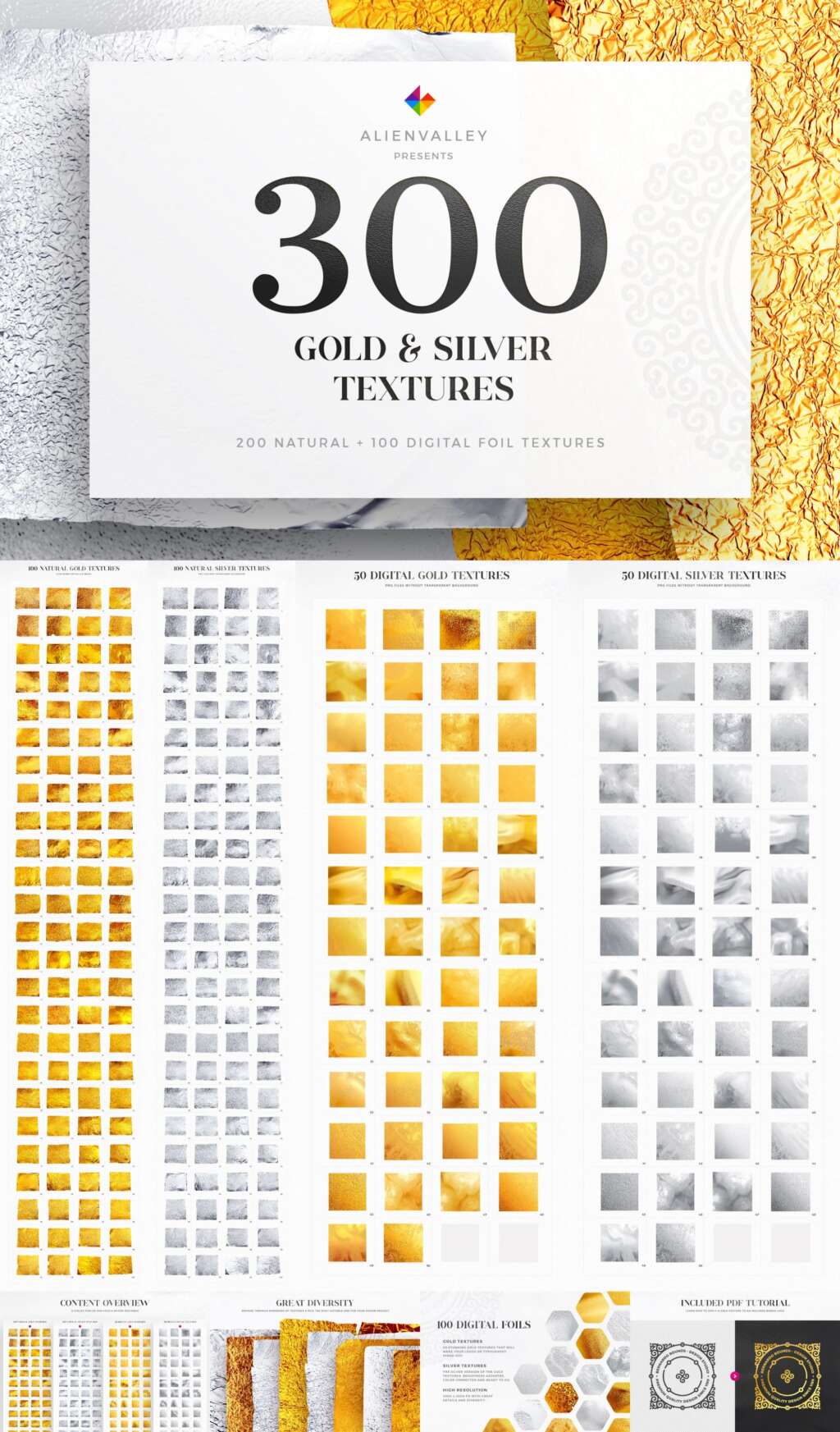 300 Gold & Silver Foil Textures