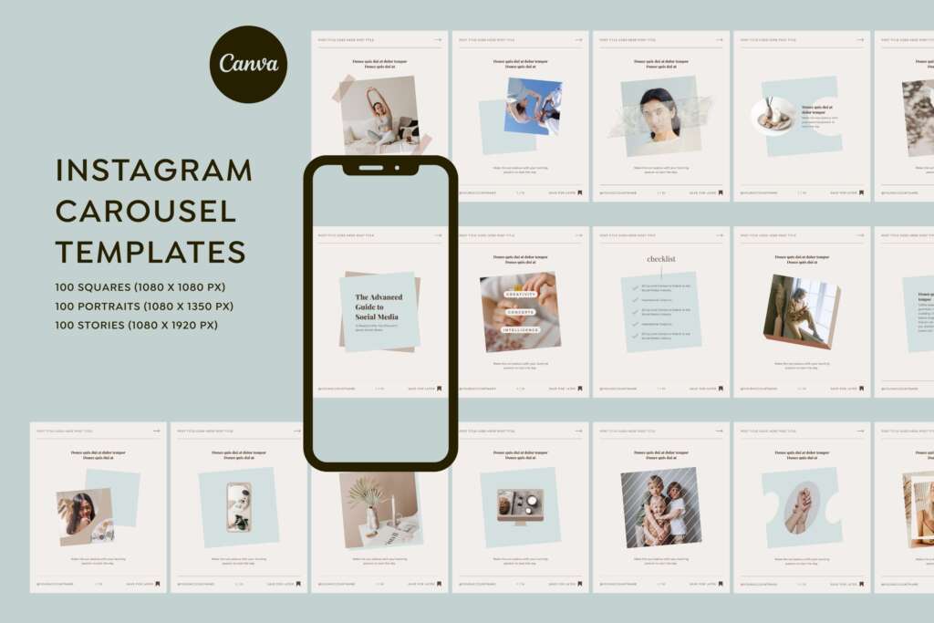 300 Instagram Template Canva Bundle - Carousel Post Portrait Story Reel Shorts Animated Social Media