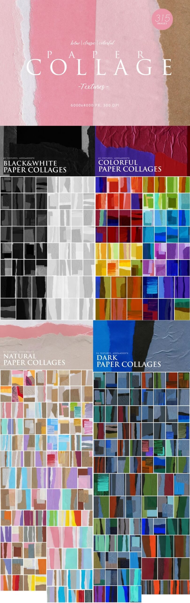 315 Paper Collage Textures