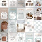 Pinterest Templates Canva Mint - Modern Retro Customizable Minimum Social Media Contents Marketing Design Pack