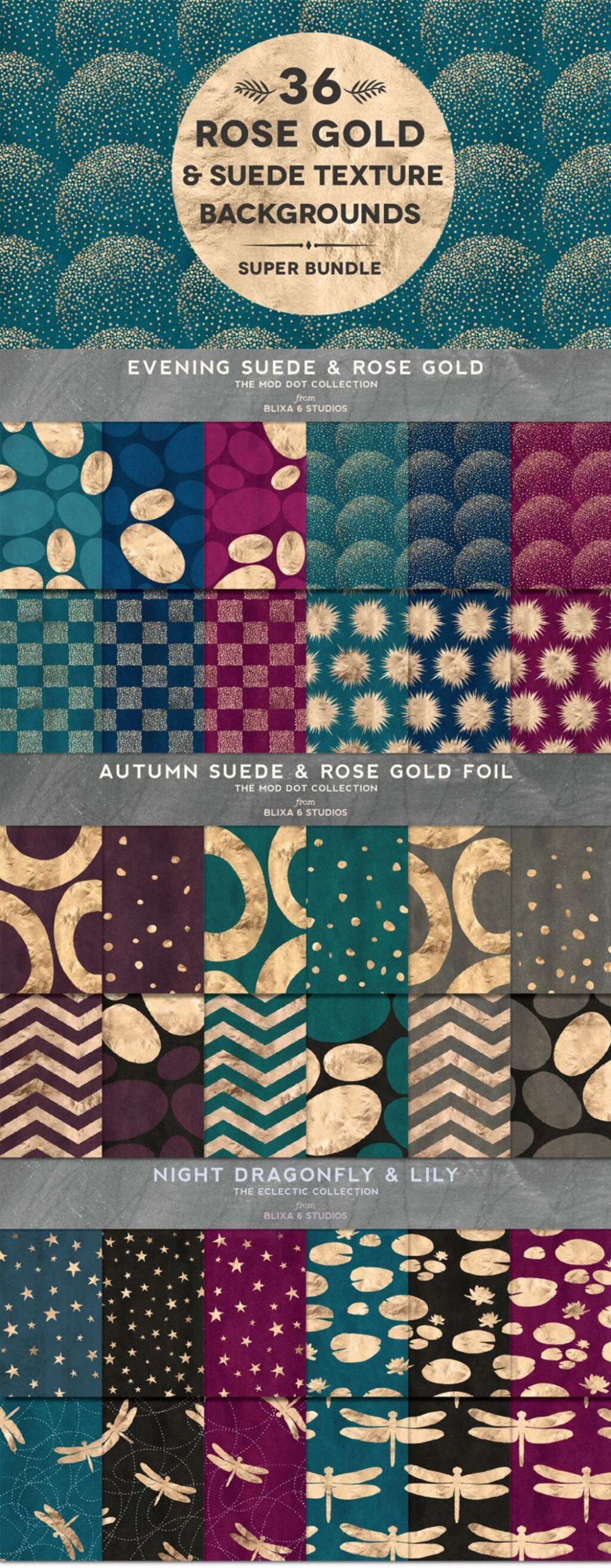 36 Suede Gold Textured Patterns
