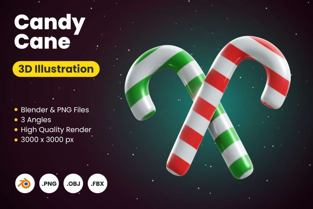 3D Christmas Candy Cane

