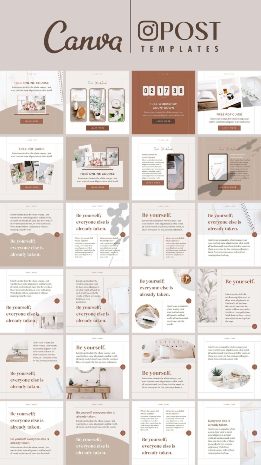 Instagram template Canva – Customizable Editable Clean Minimum Beige ...
