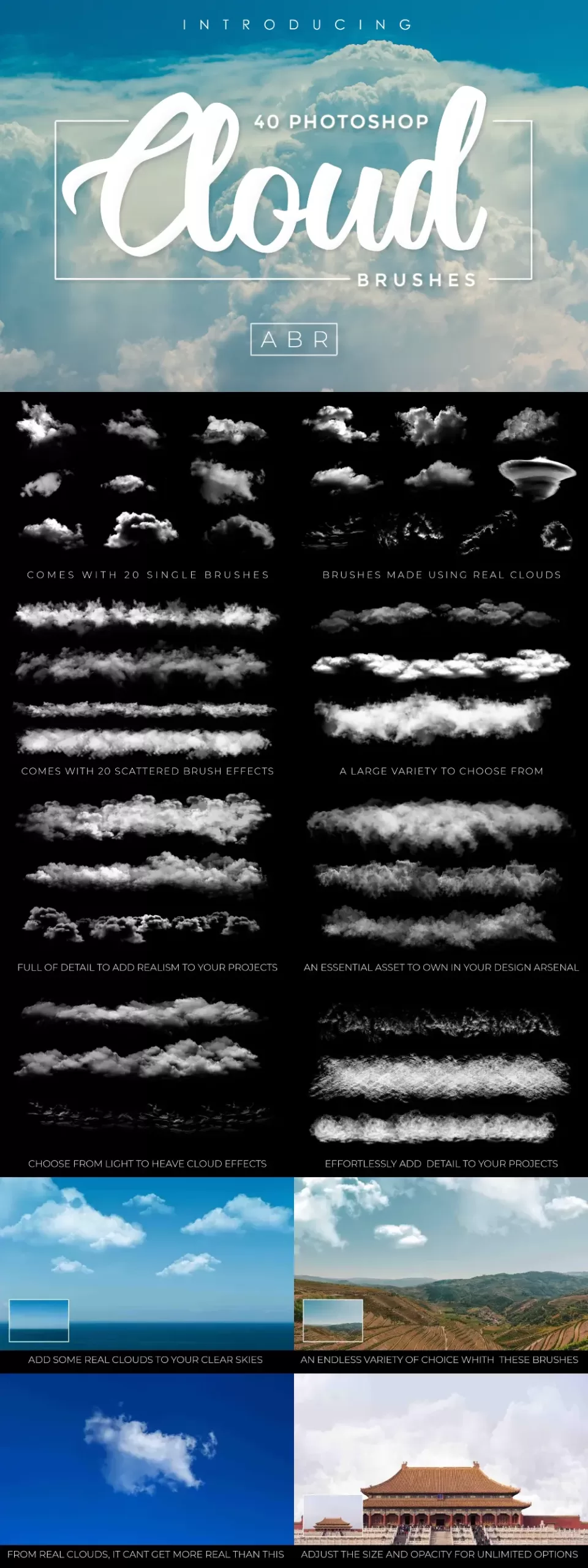 40 Cloud Brushes for Photoshop