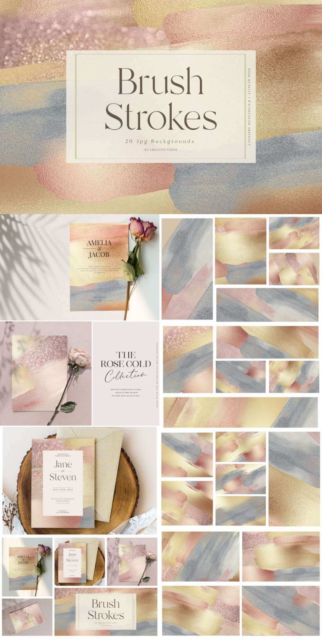 BRUSH STROKES – ROSE GOLD BACKGROUNDS