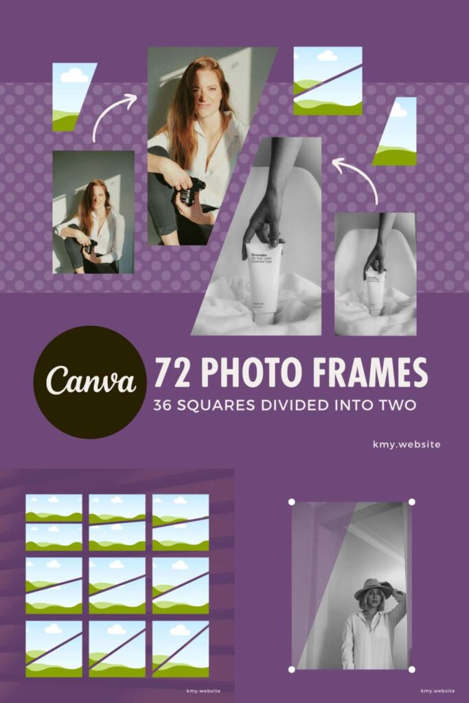 72 of 36 Squares Divided Into 2 Photo Frames for Canva