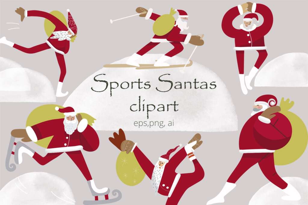 Sports Santas clipart
