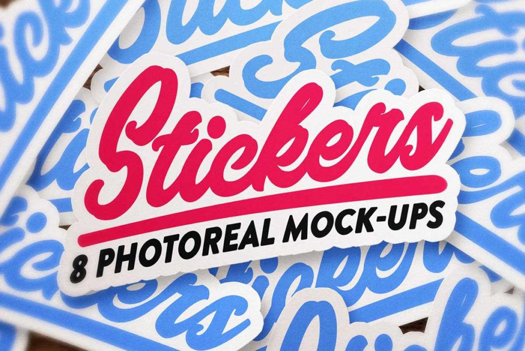 8 Sticker & Logo Mockup Bundle