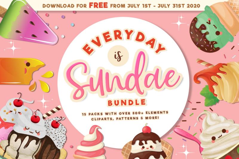 7月限定で無料 かわいい 夏らしいアイスクリームのイラスト素材集 135ドル相当 商用利用可能 つくるデポ