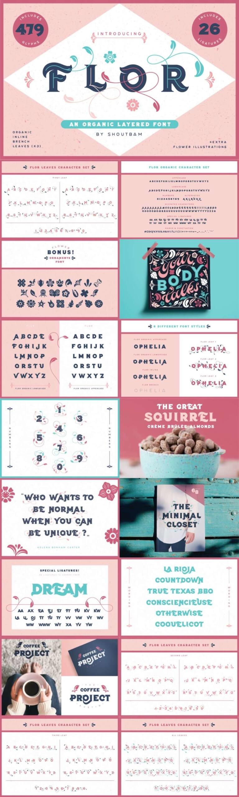FLOR LAYERED FONT & FLORAL EXTRAS