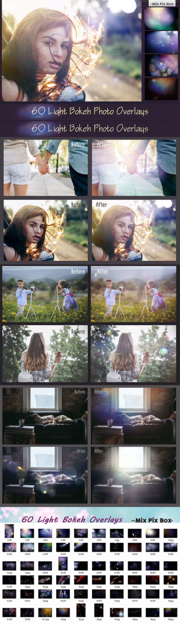 60 SUNLIGHT BOKEHS OVERLAYS
