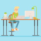 Adobe Portfolioを使う金髪のウェブデザイナー