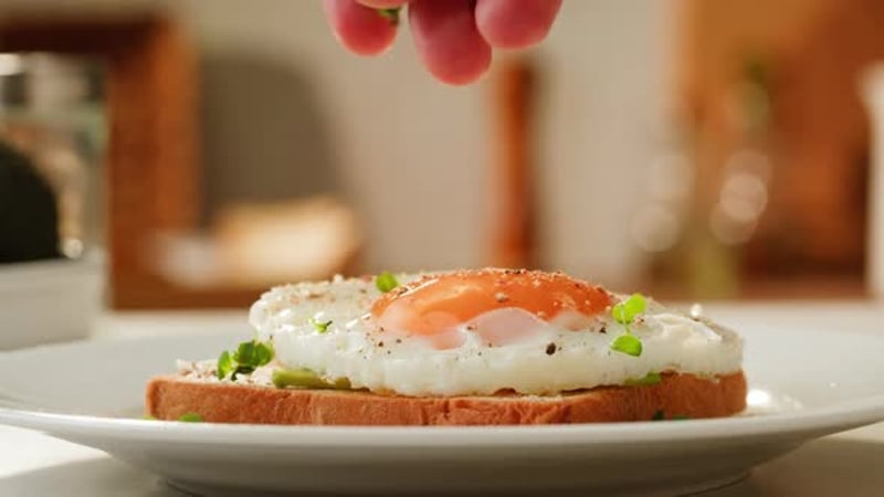 Avocado Toast Morning Brunch with Sandwich Delicious Breakfast Featuring a Fried Egg Perfectly
