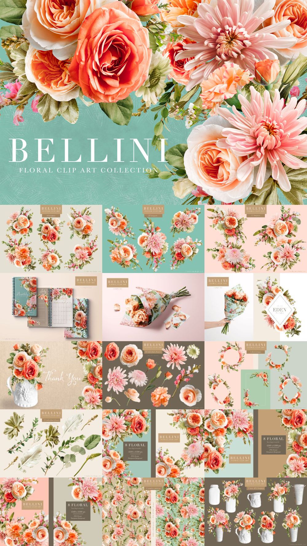 Bellini Floral Clip Art Collection