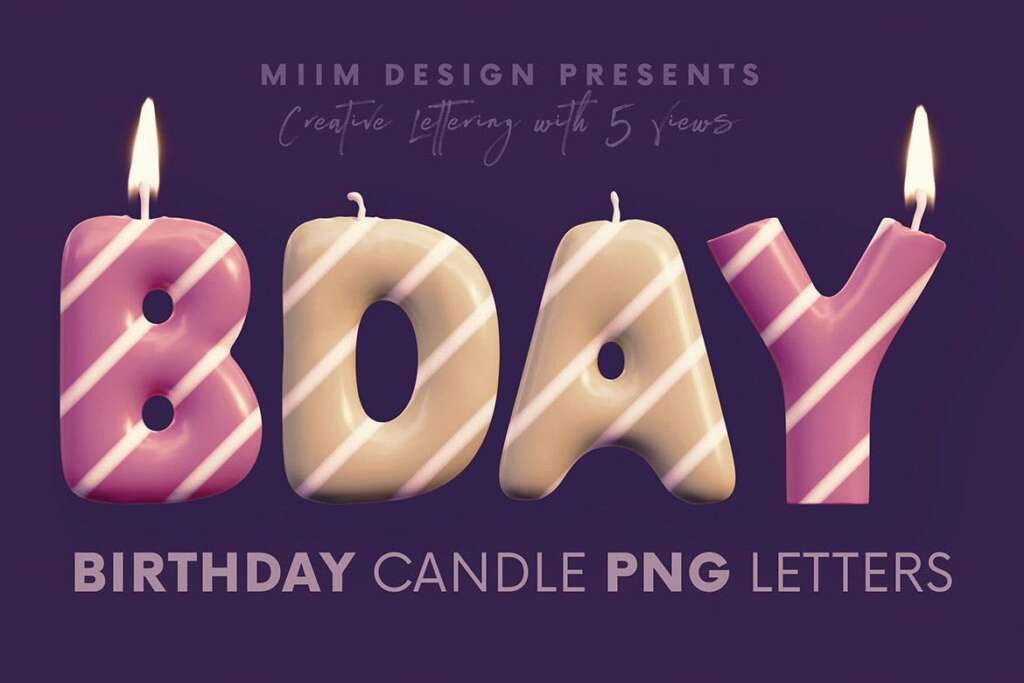 Birthday Candle - 3D Lettering
