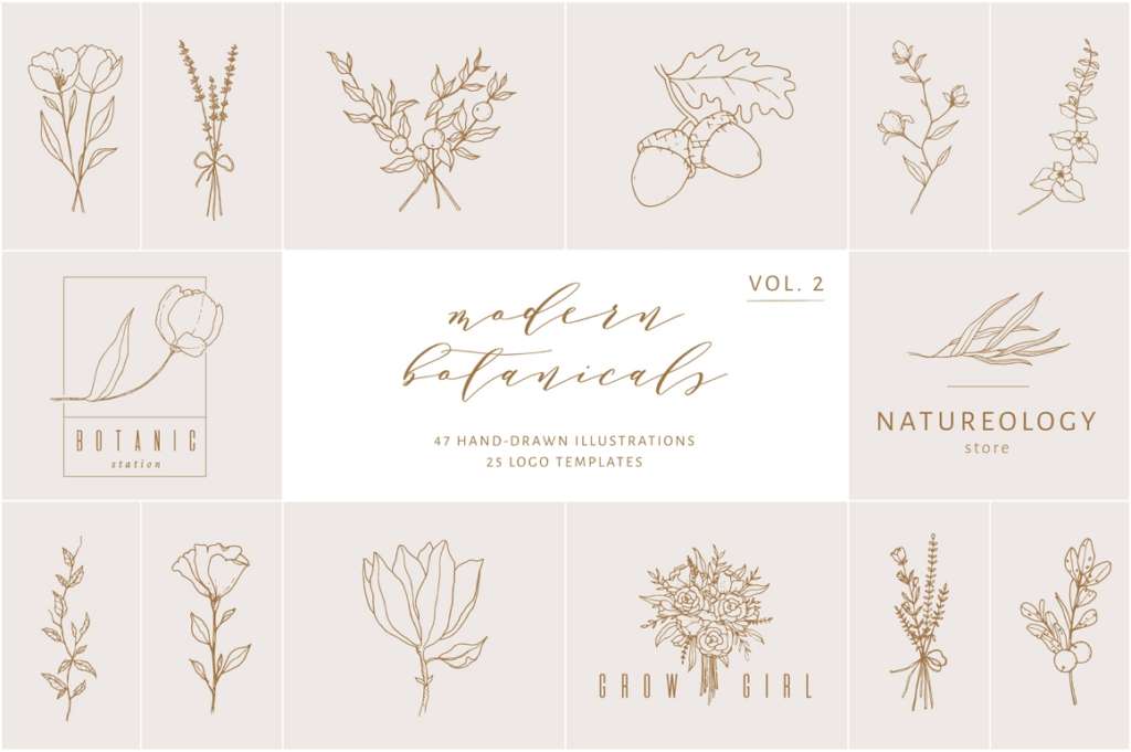 Botanical Illustrations & Logo Templates Vol.2