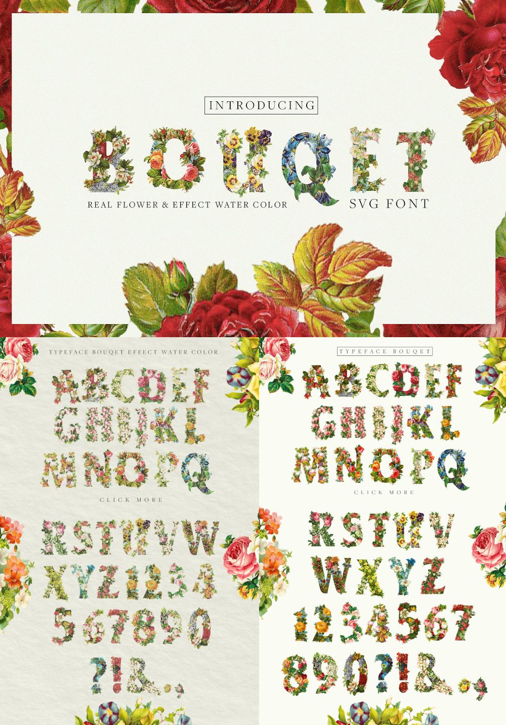 Bouqet Flower & Watercolor SVG Font