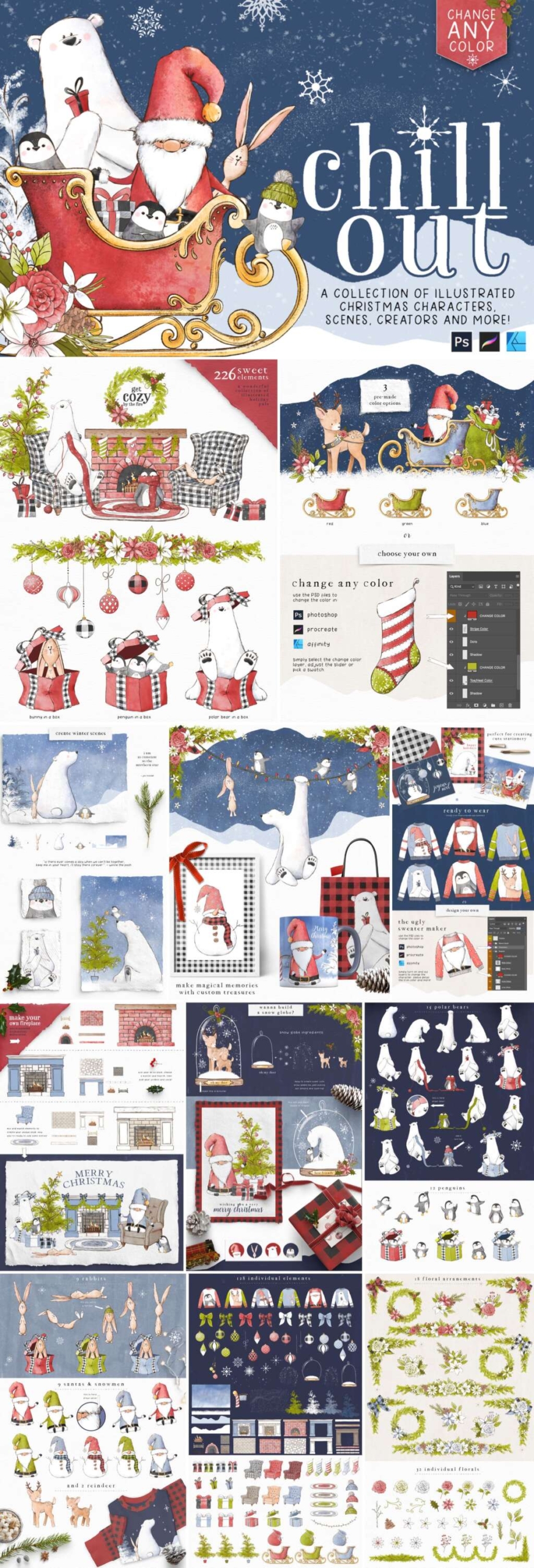 Chill Out Christmas Illustration Collection