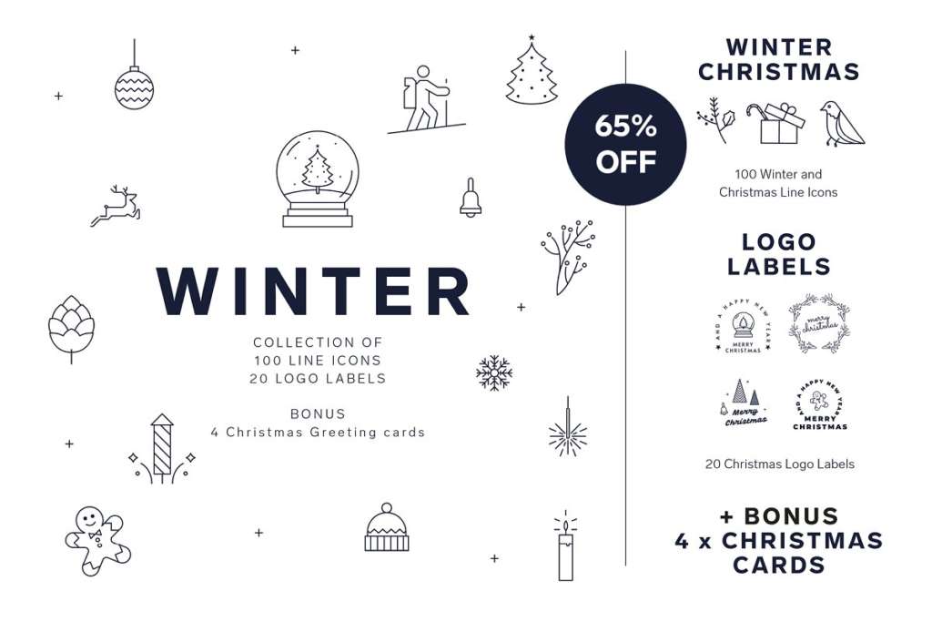 Christmas Winter Icon Set - 65 % OFF