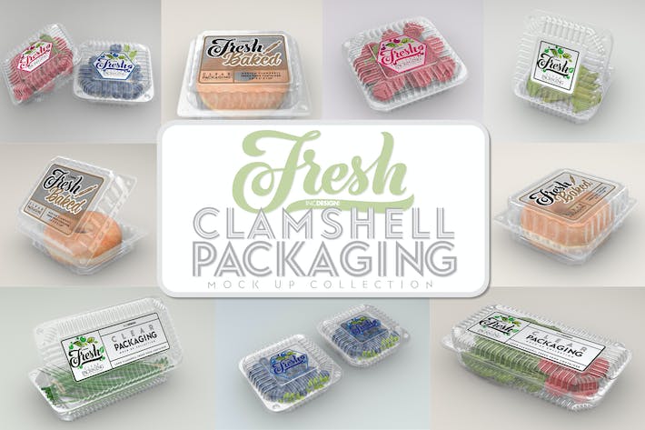 Clear Clamshell Containers Fresh Packaging Mockups