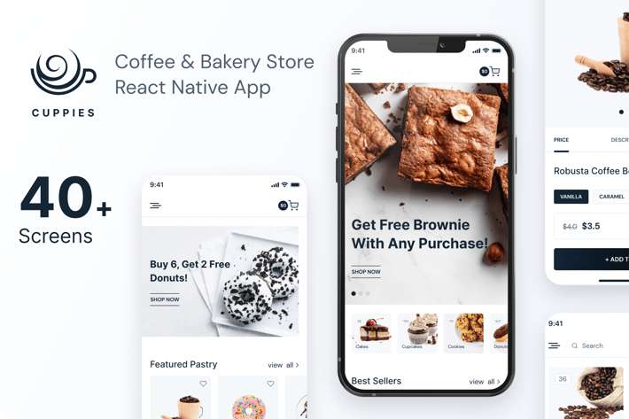 Cuppies - Coffee & Bakery Store React Native App
