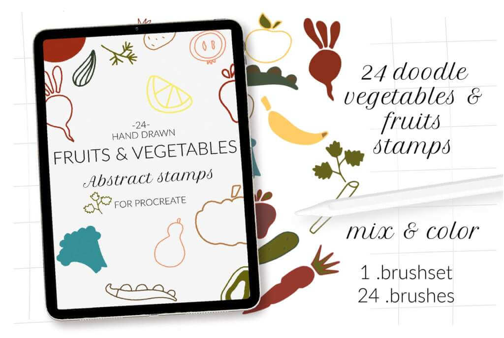 Doodle fruits, veggie Procreate