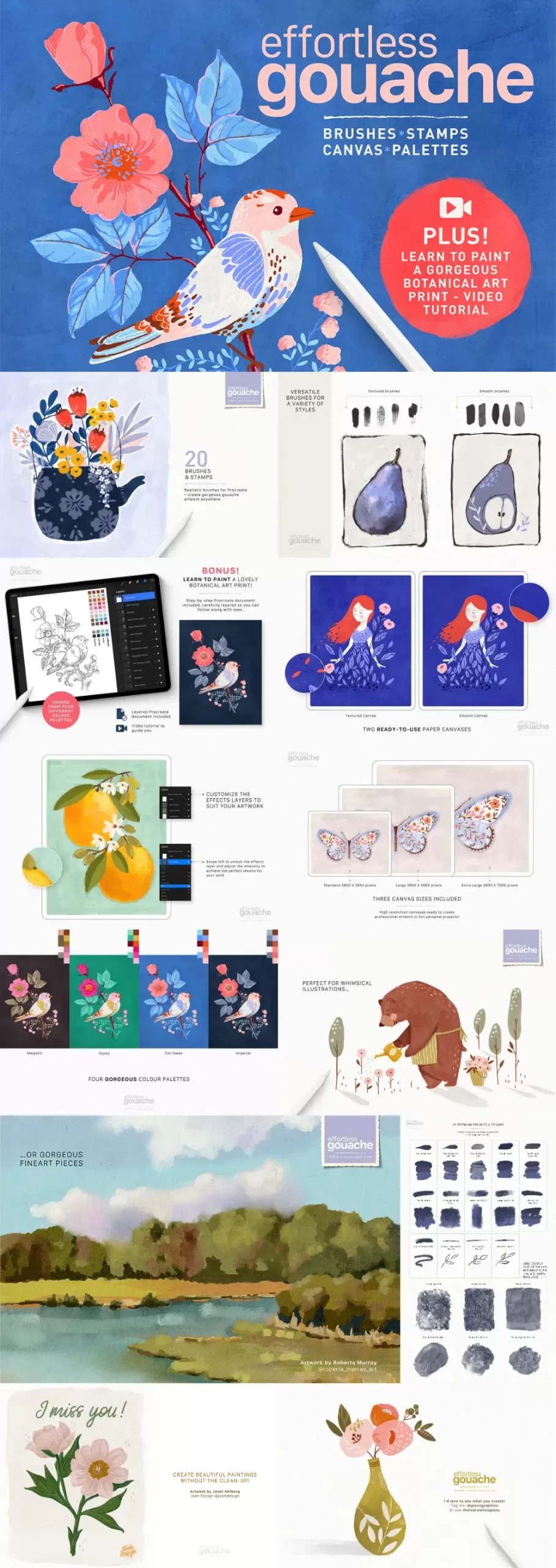 Effortless Gouache Brushes for Procreate