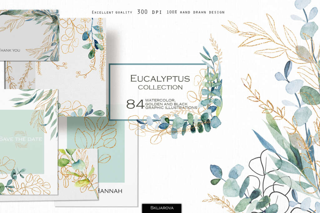 Eucalyptus – Watercolor and Graphic Collection