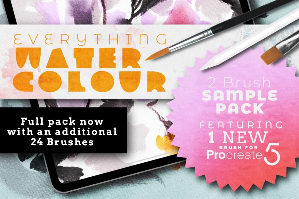 Free: Everything Watercolour for Procreate Sample