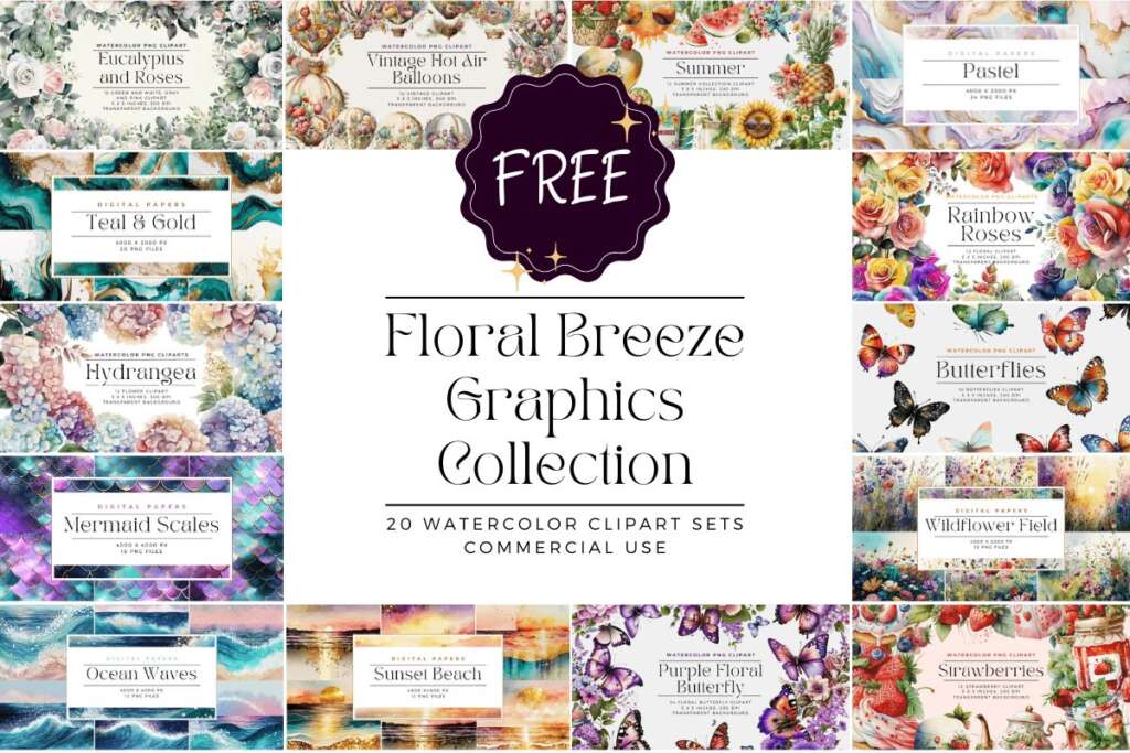 Floral Breeze Graphics Collection