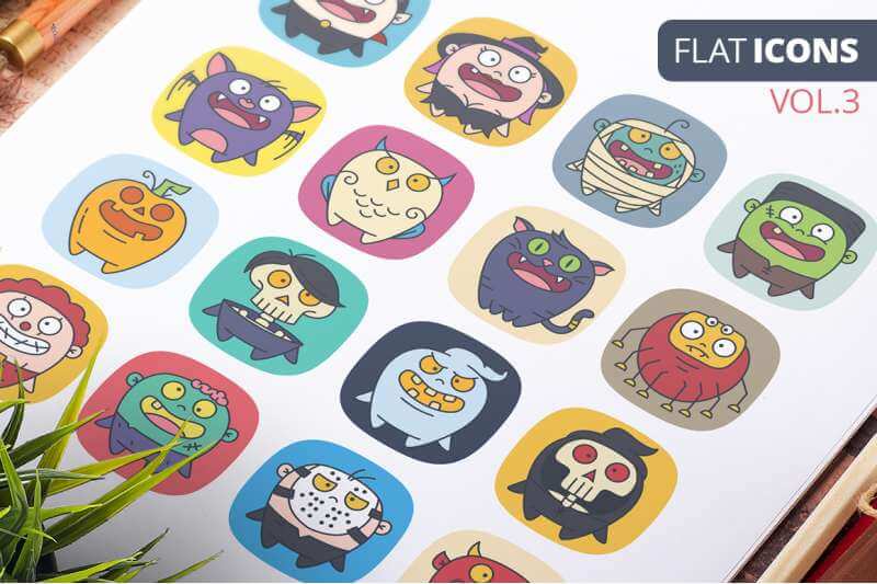 FREE Cute Flat Halloween Characters Vol.3
