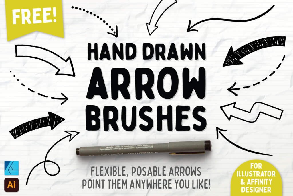 FREE – HAND DRAWN ARROW BRUSHES
