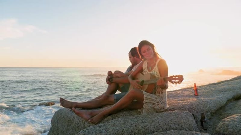 Friends relaxing on beach
