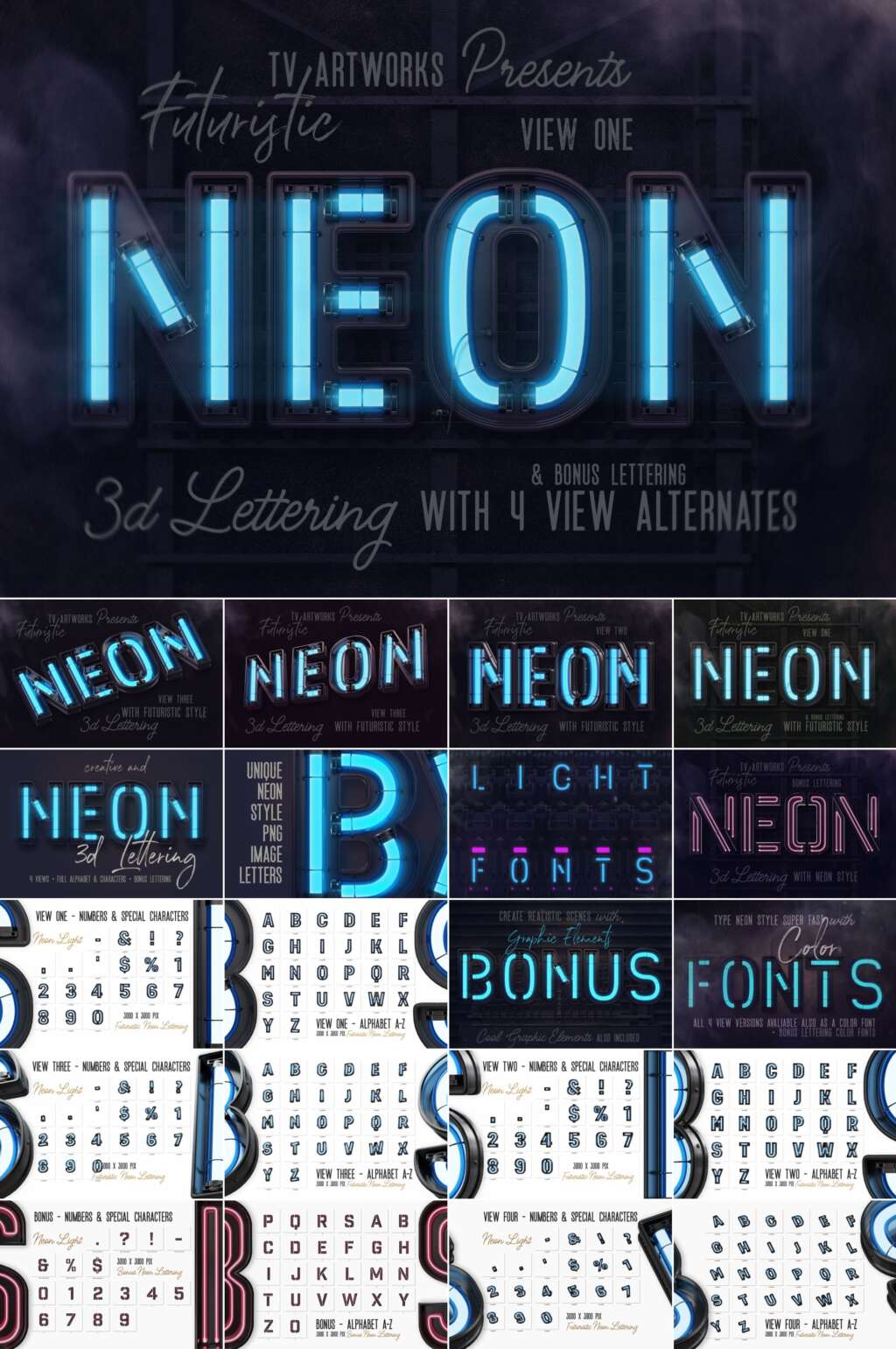 Futuristic Neon 3D Lettering
