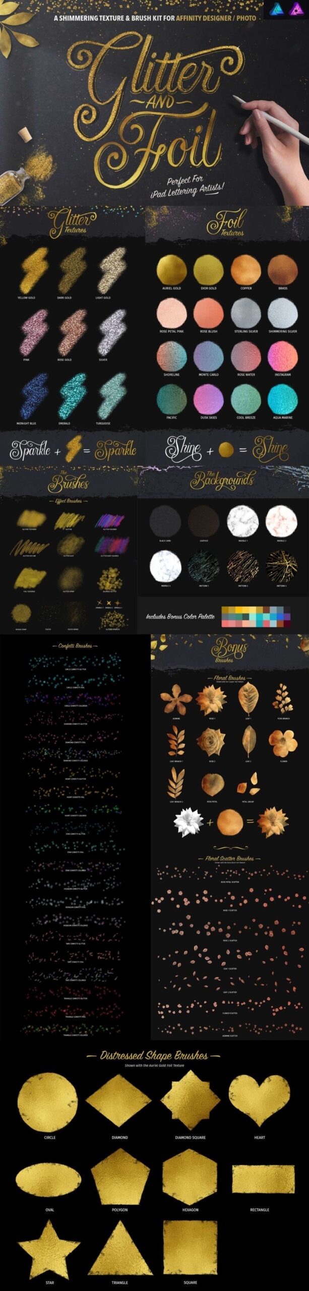 Glitter and Foil Kit for Affinity Designer
