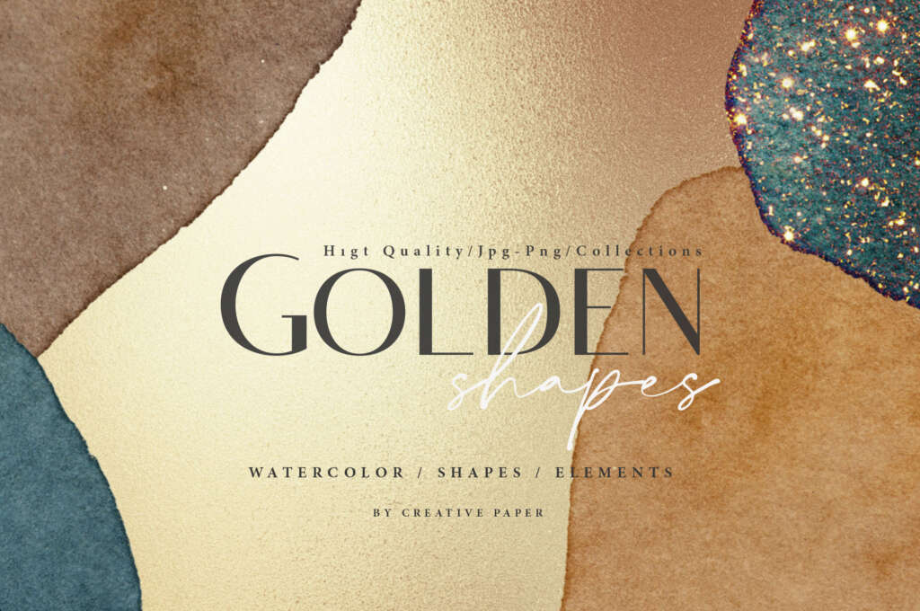 Gold Watercolor Shapes .JPG and .PNG Overlays
