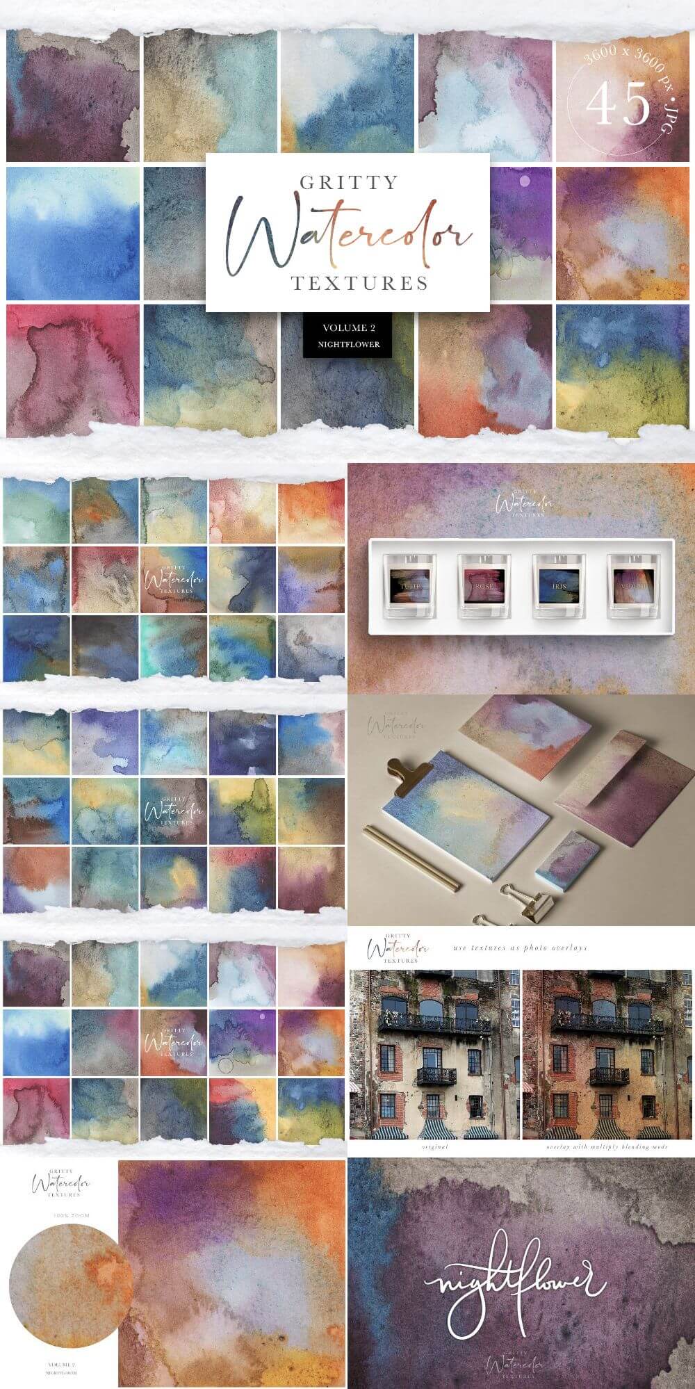 Gritty Watercolor Textures Vol. 2