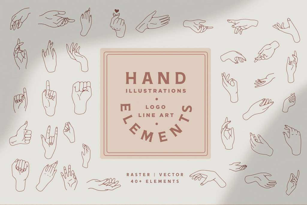 Hand Vector Lineart Logo Elements