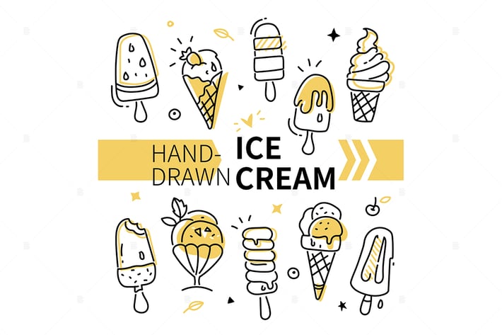 Hand-drawn ice cream collection - set of elements
