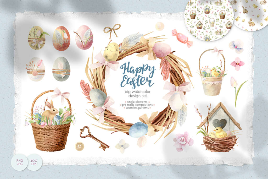 Happy Easter Watercolor Clipart