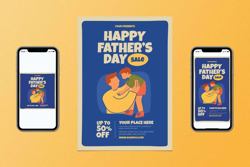 Happy Father's Day Sale Flyer Set