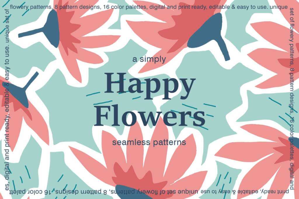 Happy Flowers Seamless Patterns
