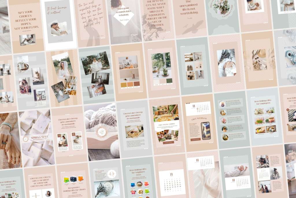 Instagram Story Templates Canva Dot - Editable Pink Beige Social Media Pinterest Branding Animated Creator Pack