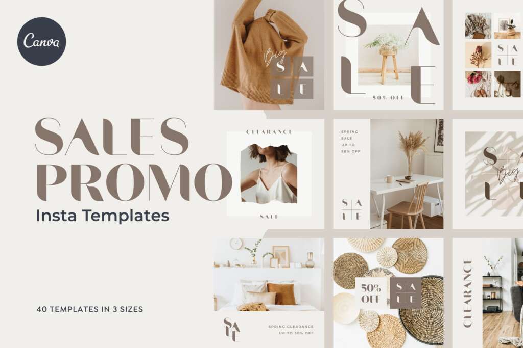 Instagram Template Canva - Elegant Minimum Sales Promotion Organic Post Story Portrait Creator Retail, Boutique, Blogger